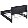 Pemberly Row Contemporary Wood Queen Bed with LED Lighting Black and Gold