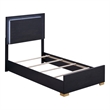 Pemberly Row Contemporary Wood Full Bed with LED Lighting Black and Gold