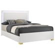 Pemberly Row Contemporary Wood Eastern King Bed with LED Lighting White and Gold