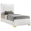 Pemberly Row Contemporary Wood Twin Bed with LED Lighting White and Gold