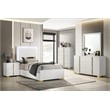 Pemberly Row Contemporary Wood Twin Bed with LED Lighting White and Gold