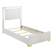 Pemberly Row Contemporary Wood Twin Bed with LED Lighting White and Gold