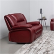 Pemberly Row Transitional Faux Leather Upholstered Glider Recliner Red
