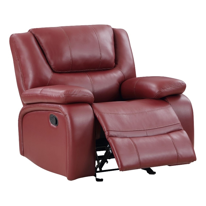 Pemberly Row Transitional Faux Leather Upholstered Glider Recliner Red