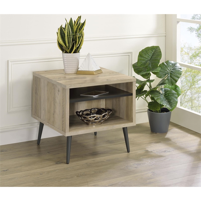 Pemberly Row Square Engineered Wood End Table With Shelf Pine and Gray