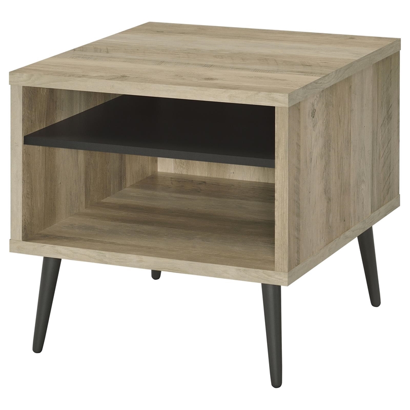 Pemberly Row Square Engineered Wood End Table With Shelf Pine and Gray