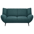 Pemberly Row Mid-Century Fabric Upholstered Wing Back Loveseat in Teal