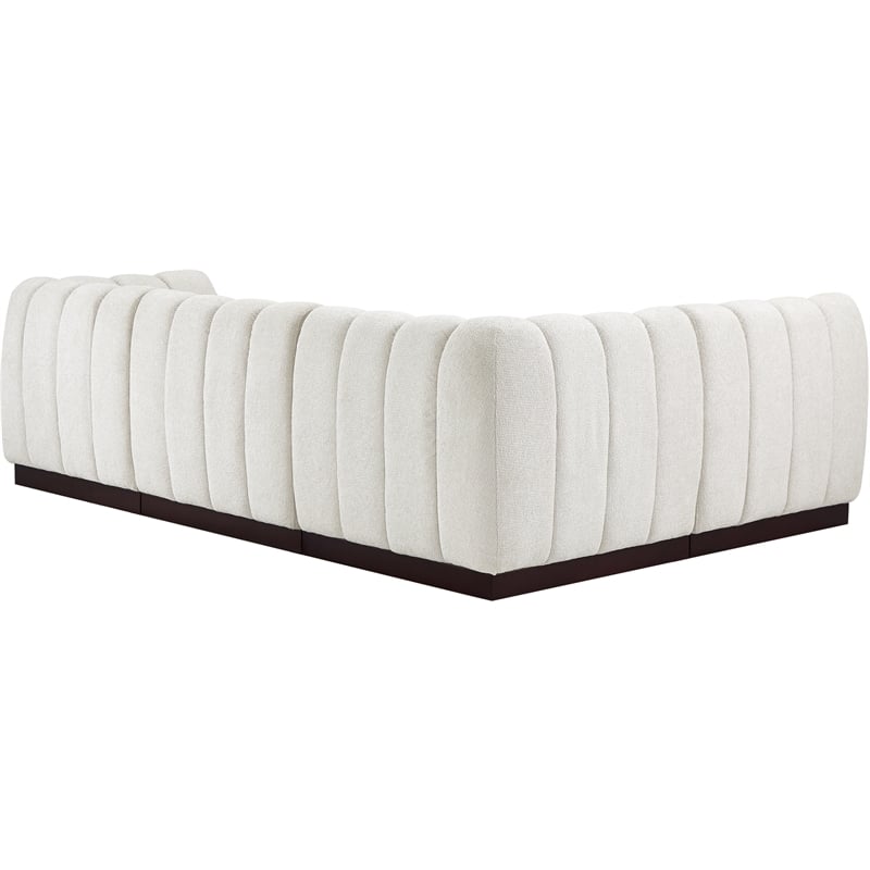 Pemberly Row 4-Piece Contemporary Fabric L-Shaped Modular Sectional in Cream