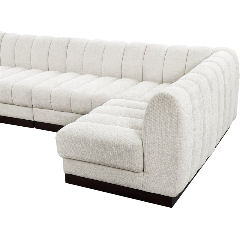 Pemberly Row 4-Piece Contemporary Fabric L-Shaped Modular Sectional in Cream