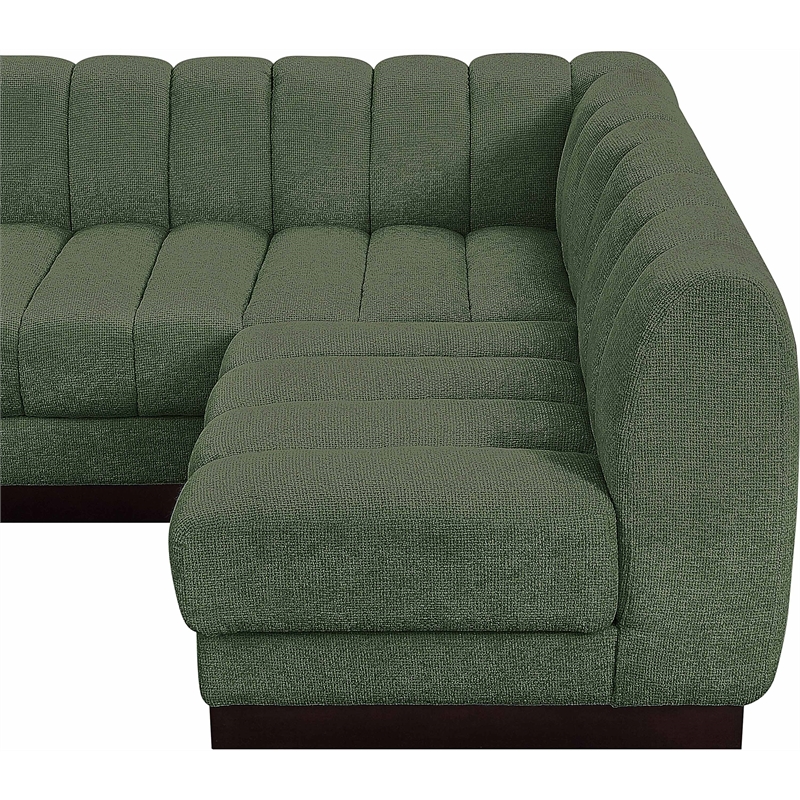 Pemberly Row 4-Piece Contemporary Fabric L-Shaped Modular Sectional in Green