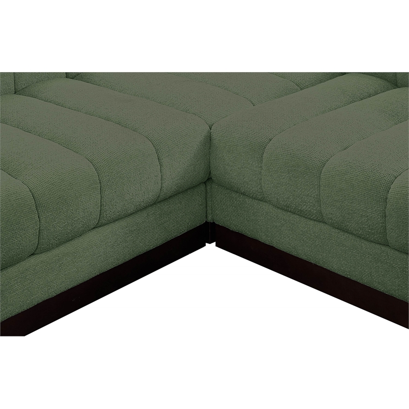 Pemberly Row 4-Piece Contemporary Fabric L-Shaped Modular Sectional in Green