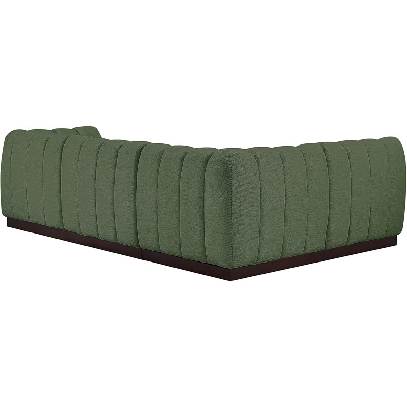 Pemberly Row 4-Piece Contemporary Fabric L-Shaped Modular Sectional in Green