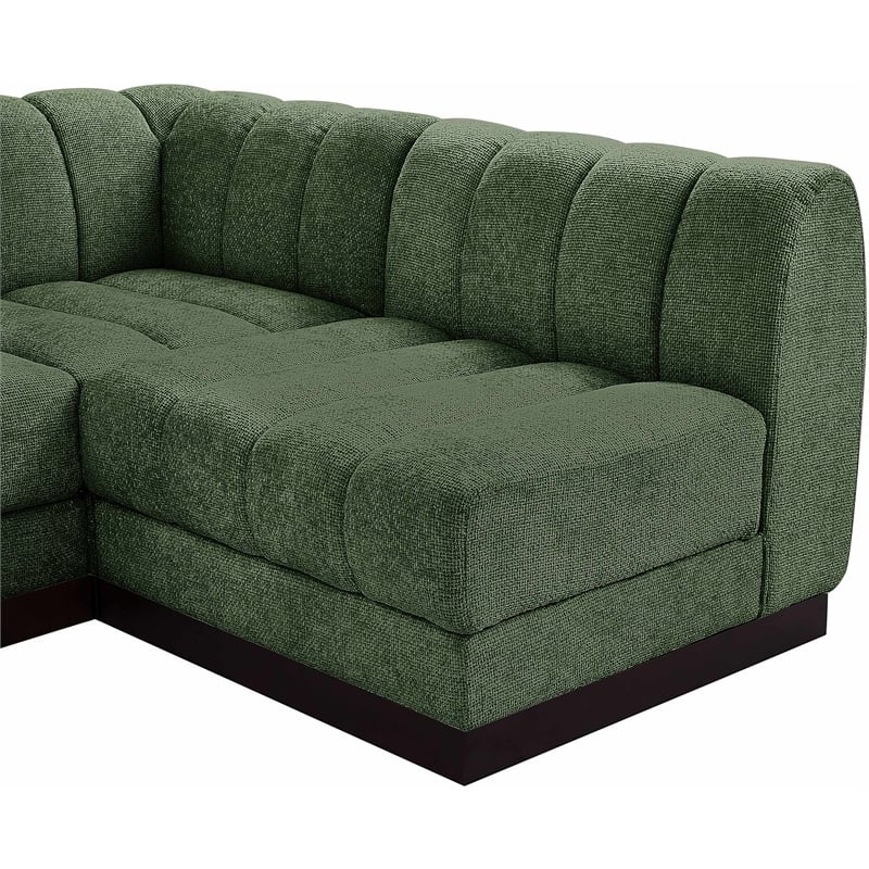 Pemberly Row 4-Piece Contemporary Fabric L-Shaped Modular Sectional in Green