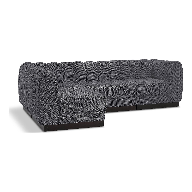 Pemberly Row 4-Piece Contemporary Fabric L-Shaped Modular Sectional in Dark Gray