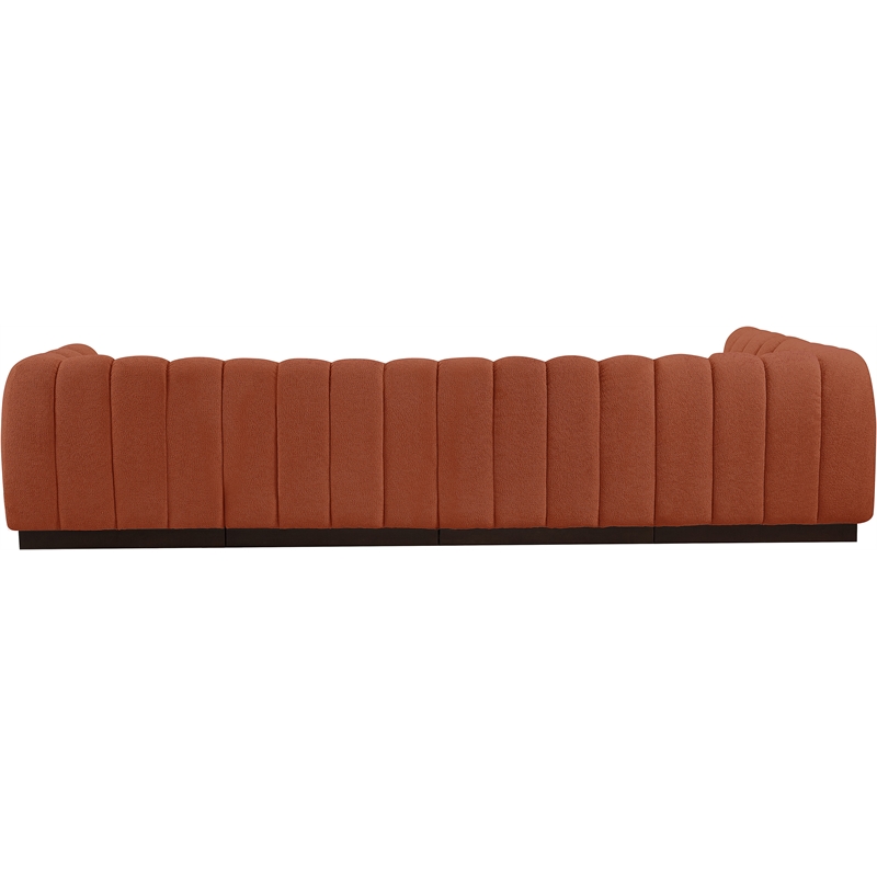 Pemberly Row 5-Piece Contemporary Fabric L-Shaped Modular Sectional in Orange