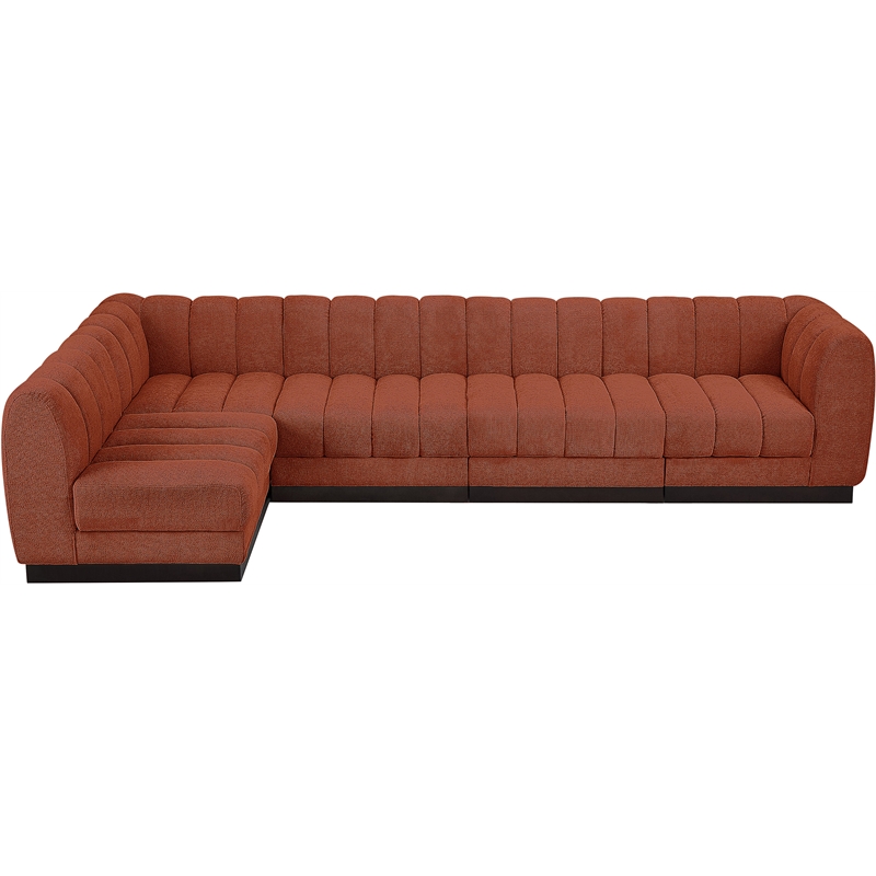 Pemberly Row 5-Piece Contemporary Fabric L-Shaped Modular Sectional in Orange