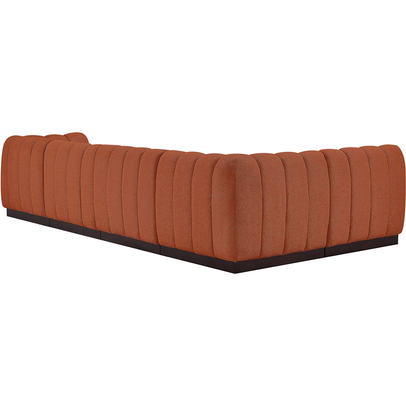 Pemberly Row 5-Piece Contemporary Fabric L-Shaped Modular Sectional in Orange