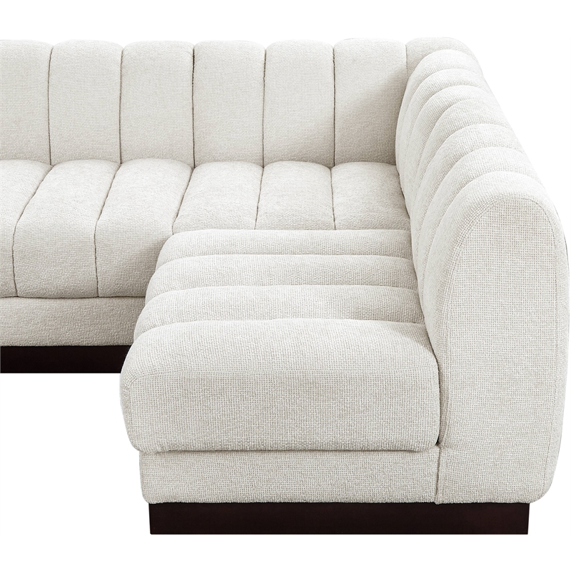 Pemberly Row 5-Piece Contemporary Fabric L-Shaped Modular Sectional in Cream