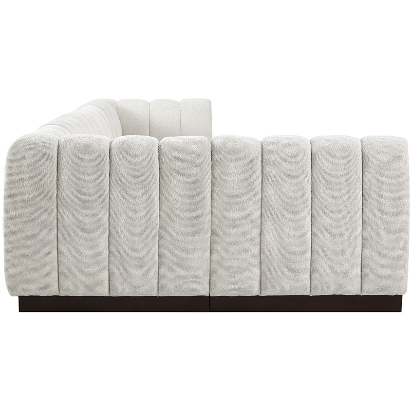 Pemberly Row 5-Piece Contemporary Fabric L-Shaped Modular Sectional in Cream