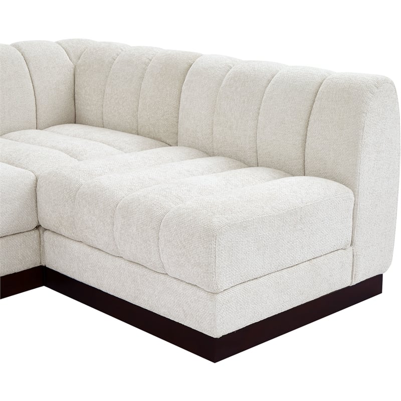 Pemberly Row 5-Piece Contemporary Fabric L-Shaped Modular Sectional in Cream