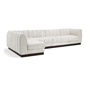 Pemberly Row 5-Piece Contemporary Fabric L-Shaped Modular Sectional in Cream