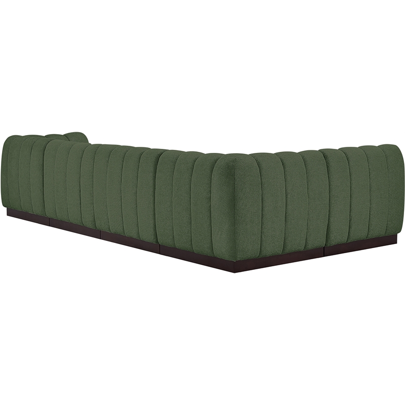 Pemberly Row 5-Piece Contemporary Fabric L-Shaped Modular Sectional in Green