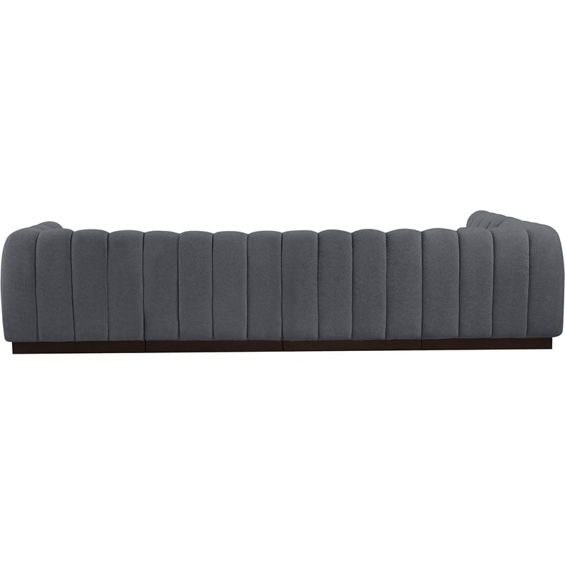 Pemberly Row 5-Piece Contemporary Fabric L-Shaped Modular Sectional in Dark Gray