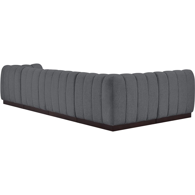 Pemberly Row 5-Piece Contemporary Fabric L-Shaped Modular Sectional in Dark Gray