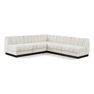 Pemberly Row 98.5&quot 5-Piece Contemporary Fabric Modular Sectional in Cream