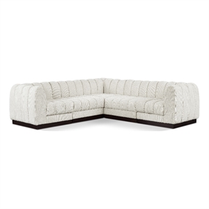 Pemberly Row 101&quot 5-Piece Contemporary Fabric Modular Sectional in Cream