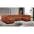 Pemberly Row 6-Piece Contemporary Fabric U-Shaped Modular Sectional in Orange