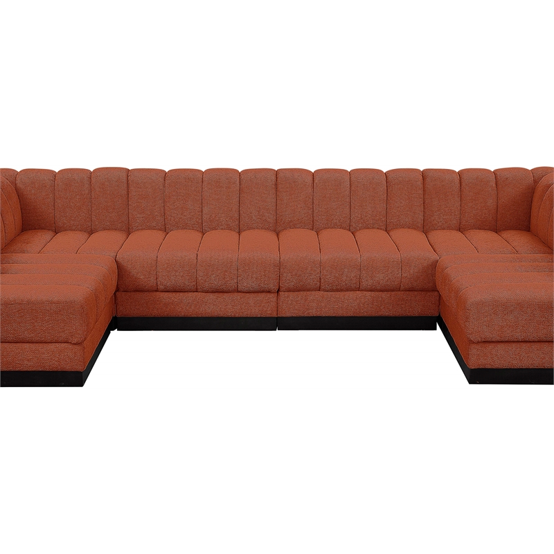Pemberly Row 6-Piece Contemporary Fabric U-Shaped Modular Sectional in Orange