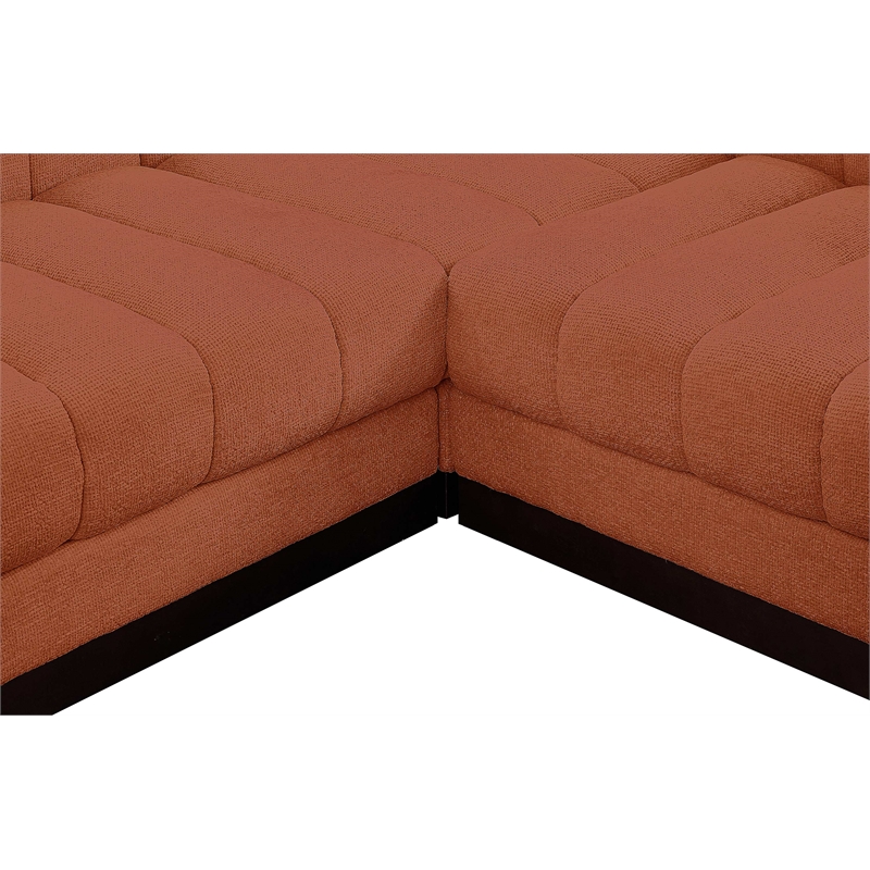 Pemberly Row 6-Piece Contemporary Fabric U-Shaped Modular Sectional in Orange