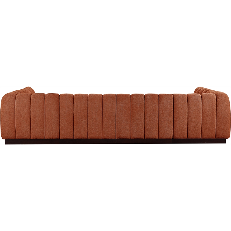 Pemberly Row 6-Piece Contemporary Fabric U-Shaped Modular Sectional in Orange