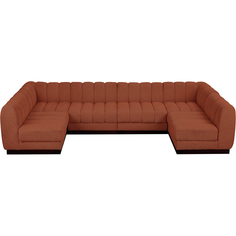 Pemberly Row 6-Piece Contemporary Fabric U-Shaped Modular Sectional in Orange