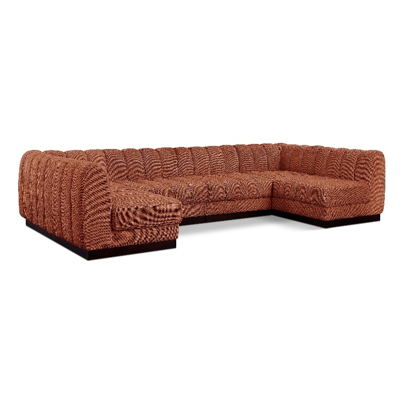 Pemberly Row 6-Piece Contemporary Fabric U-Shaped Modular Sectional in Orange