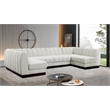 Pemberly Row 6-Piece Contemporary Fabric U-Shaped Modular Sectional in Cream