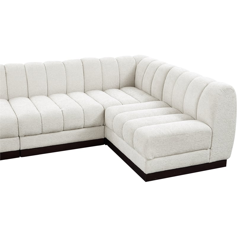 Pemberly Row 6-Piece Contemporary Fabric U-Shaped Modular Sectional in Cream