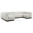 Pemberly Row 6-Piece Contemporary Fabric U-Shaped Modular Sectional in Cream