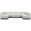Pemberly Row 6-Piece Contemporary Fabric U-Shaped Modular Sectional in Cream