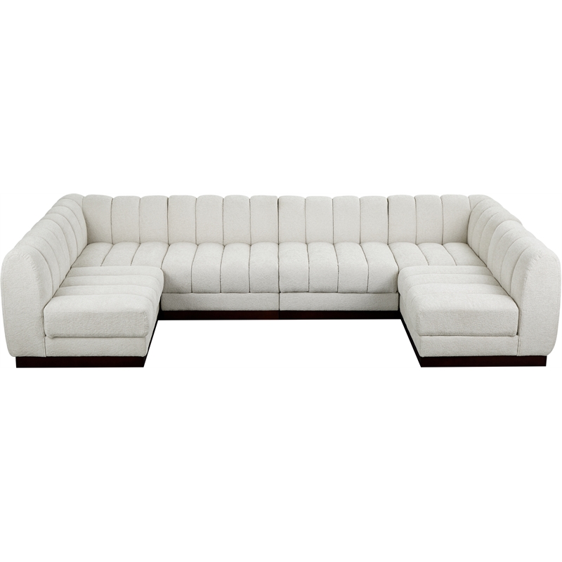 Pemberly Row 6-Piece Contemporary Fabric U-Shaped Modular Sectional in Cream