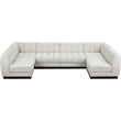 Pemberly Row 6-Piece Contemporary Fabric U-Shaped Modular Sectional in Cream