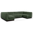 Pemberly Row 6-Piece Contemporary Fabric U-Shaped Modular Sectional in Green