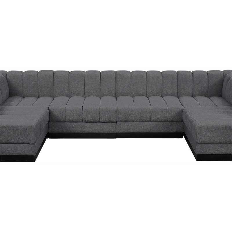 Pemberly Row 6-Piece Contemporary Fabric U-Shaped Modular Sectional in Dark Gray