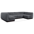 Pemberly Row 6-Piece Contemporary Fabric U-Shaped Modular Sectional in Dark Gray