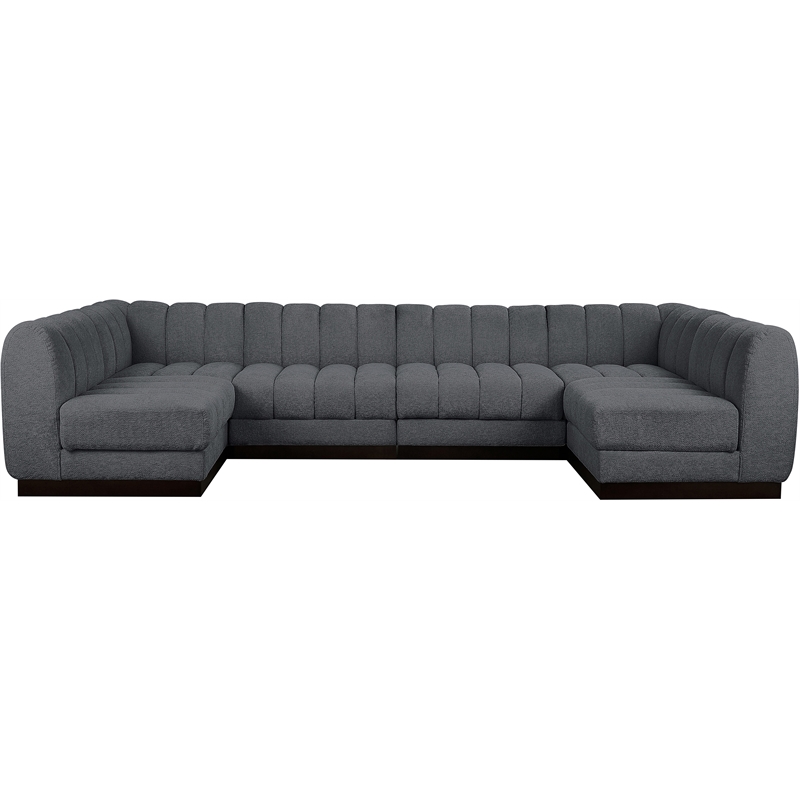 Pemberly Row 6-Piece Contemporary Fabric U-Shaped Modular Sectional in Dark Gray