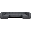 Pemberly Row 6-Piece Contemporary Fabric U-Shaped Modular Sectional in Dark Gray