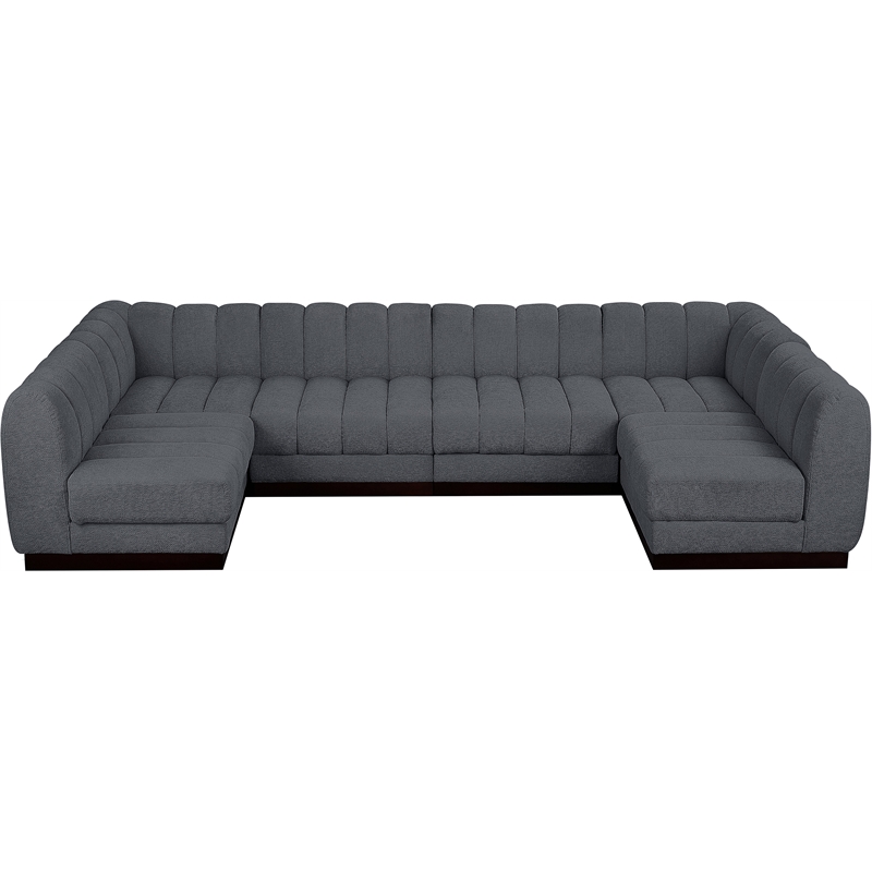 Pemberly Row 6-Piece Contemporary Fabric U-Shaped Modular Sectional in Dark Gray