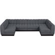 Pemberly Row 6-Piece Contemporary Fabric U-Shaped Modular Sectional in Dark Gray
