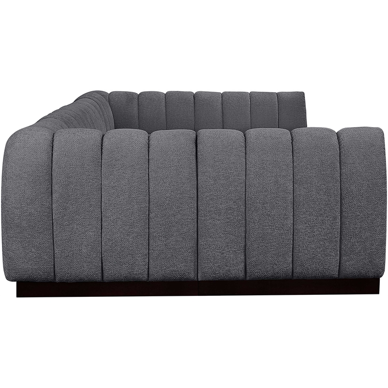 Pemberly Row 6-Piece Contemporary Fabric U-Shaped Modular Sectional in Dark Gray